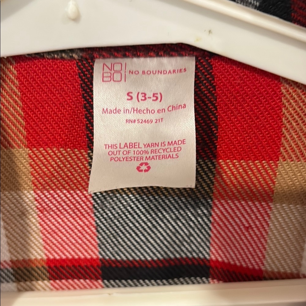 No Boundaries Red and Cream Plaid Button Shirt - Picture 2 of 6